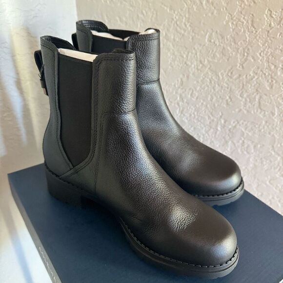 Cole Haan Camea Waterproof‎ Leather Combat Boot,  Block Heel Black, Size 9.5 NWT - Picture 16 of 16